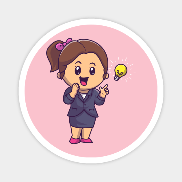 Cute Woman Get An Idea Cartoon Magnet by Catalyst Labs